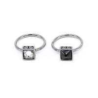 316 Stainless Steel Finger Ring Square vintage & Unisex & faceted & with rhinestone mixed colors Sold By PC