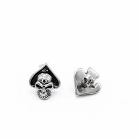 Stainless Steel Stud Earrings, 316 Stainless Steel, Skull, vintage & Unisex & blacken, 10.70x12.20x5.40mm, Sold By Pair