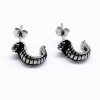 Stainless Steel Stud Earrings, 316 Stainless Steel, Snake, vintage & Unisex & blacken, 7.20x13.80x2.30mm, Sold By Pair