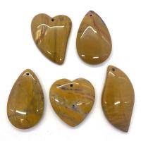 Yolk Stone Pendant, 5 pieces & DIY, yellow, 35x45-25x55mm, 5PCs/Set, Sold By Set