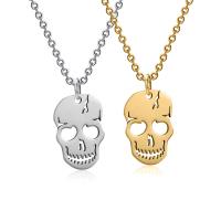 Stainless Steel Jewelry Necklace, 304 Stainless Steel, with 1.97inch extender chain, Skull, Vacuum Ion Plating, fashion jewelry & for woman, more colors for choice, 10x18mm, Length:Approx 15.75 Inch, Sold By PC