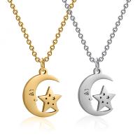 Stainless Steel Jewelry Necklace 304 Stainless Steel with 1.97inch extender chain Moon and Star Vacuum Ion Plating fashion jewelry & for woman Length Approx 15.75 Inch Sold By PC