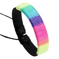 PU Leather Cord Bracelets with Wax Cord & Nylon Cord with 8-9cm extender chain knit Adjustable & fashion jewelry & Unisex multi-colored 12mm Length 17-18 cm Sold By PC