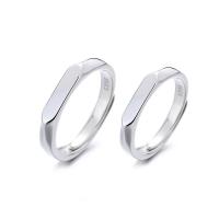 Couple Finger Rings 925 Sterling Silver platinum plated Adjustable & DIY Sold By PC
