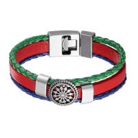 Bracelets cordon PU, cuir PU, Placage de couleur platine, multicouche & bracelet tressé & unisexe, multicolore, 210mm, Vendu par PC
