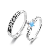 Couple Finger Rings, 925 Sterling Silver, plated, Adjustable & different styles for choice & micro pave cubic zirconia & epoxy gel, more colors for choice, Sold By PC