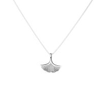 925 Sterling Silver Necklaces, Ginkgo Leaf, plated, fashion jewelry & for woman, more colors for choice, 13x13mm, Length:Approx 17.7 Inch, Sold By PC