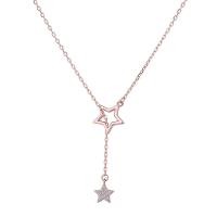 Cubic Zircon Micro Pave 925 Sterling Silver Necklace, Star, plated, fashion jewelry & micro pave cubic zirconia & for woman, more colors for choice, Length:46 cm, Sold By PC