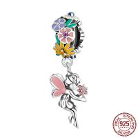 Cubic Zirconia Micro Pave 925 Sterling Silver Pendant Spirit oxidation micro pave cubic zirconia & enamel multi-colored Approx 4.5mm Sold By PC