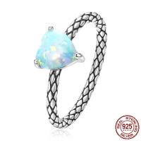 925 Sterling Silver Finger Rings with Opal oxidation & for woman skyblue Sold By PC