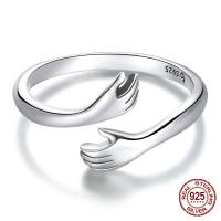 Sterling Silver smycken finger ring, 925 Sterling Silver, Hand, oxidation, Justerbar & för kvinna, fler färger för val, 2mm, Säljs av PC