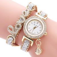 Women Watch Bracelet Leather with Glass & Zinc Alloy fashion jewelry & for woman & with rhinestone 230mm Sold By PC