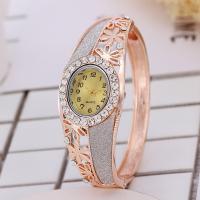 Pulseira relógio, liga de zinco, with vidro, joias de moda & para mulher & com strass, rosa dourado, Diametro interno:Aprox 320mm, vendido por PC
