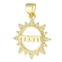 Cubic Zirconia Micro Pave Brass Pendant Sun gold color plated fashion jewelry & Mother Day Jewelry & DIY & micro pave cubic zirconia & for woman golden Approx 3mm Sold By Lot