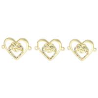 Cubic Zirconia Micro Pave Brass Connector Heart gold color plated fashion jewelry & Mother Day Jewelry & DIY & micro pave cubic zirconia Approx 1mm Sold By Lot