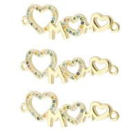 Cubic Zirconia Micro Pave Brass Connector Heart gold color plated fashion jewelry & Mother Day Jewelry & DIY & micro pave cubic zirconia Approx 1mm Sold By Lot