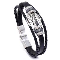 Leather Cord Bracelet, Lucky Tree, plated, fashion jewelry & Unisex, more colors for choice, Length:Approx 20 cm, Sold By PC