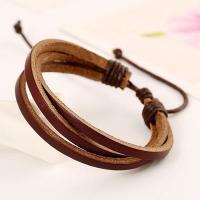Leather Cord Bracelet with Wax Cord Adjustable & fashion jewelry & Unisex Length Approx 17-30 cm Sold By PC