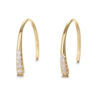925 Sterling Silver Earring Hook plated micro pave cubic zirconia & for woman 15mm Sold By Pair