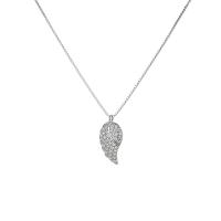 Cubic Zircon Micro Pave 925 Sterling Silver Necklace, Leaf, plated, micro pave cubic zirconia & for woman, more colors for choice, 7.20x5.60mm, Length:Approx 17.7 Inch, Sold By PC