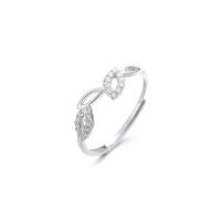 925 Sterling Silver Open Finger Ring plated Adjustable & micro pave cubic zirconia & for woman Sold By PC