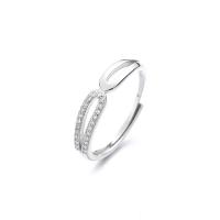 925 Sterling Silver Open Finger Ring platinum plated Adjustable & micro pave cubic zirconia & for woman Sold By PC