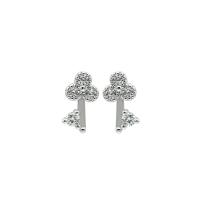 925 Sterling Silver Stud Earring plated for woman & with rhinestone 9mm Sold By Pair