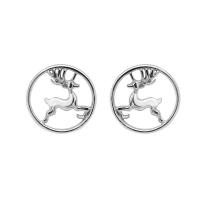 925 Sterling Silver Stud Earring platinum color plated for woman & hollow 9.30mm Sold By Pair