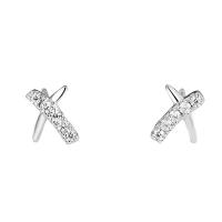 Cubic Zirconia Micro Pave Sterling Silver Earring 925 Sterling Silver platinum color plated micro pave cubic zirconia & for woman 5mm Sold By Pair