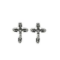 925 Sterling Silver Stud Earrings, Cross, polished, fashion jewelry & for woman, 12.50mm, Sold By Pair