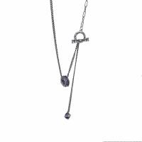 Zircon cubique Micro Pave collier en argent Sterling, Argent sterling 925, bijoux de mode & pavé de micro zircon & pour femme, Longueur:55 cm, Vendu par PC