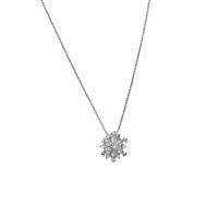 Cubic Zircon Micro Pave 925 Sterling Silver Necklace, Snowflake, fashion jewelry & micro pave cubic zirconia & for woman, Length:Approx 17.7 Inch, Sold By PC