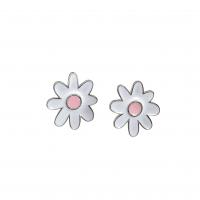 925 Sterling Silver Stud Earrings Flower fashion jewelry & for woman & epoxy gel white Sold By Pair