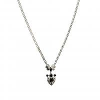 925 Sterling Silver Necklaces, with Black Agate, fashion jewelry & for woman, Length:Approx 17.7 Inch, Sold By PC