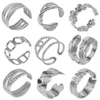 Titanium Steel Cuff Finger Ring, plated, Adjustable & Unisex & hollow, more colors for choice, Sold By PC