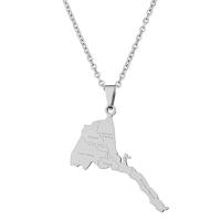 Stainless Steel Jewelry Necklace, 304 Stainless Steel, Map, Vacuum Ion Plating, fashion jewelry & Unisex, more colors for choice, 39x24mm, Length:Approx 19.69 Inch, Sold By PC