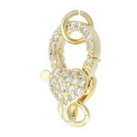 Brass Lobster Clasp gold color plated fashion jewelry & DIY & micro pave cubic zirconia & for woman golden 19mm Approx 3mm Sold By Lot