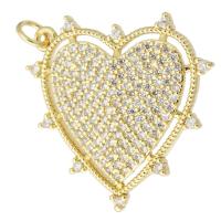 Cubic Zirconia Micro Pave Brass Pendant, Heart, gold color plated, fashion jewelry & DIY & micro pave cubic zirconia & for woman, golden, 27x26.50x3mm, Hole:Approx 3mm, 10PCs/Lot, Sold By Lot