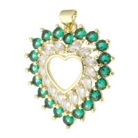 Cubic Zirconia Micro Pave Brass Pendant Heart gold color plated fashion jewelry & DIY & micro pave cubic zirconia & for woman two different colored Approx 3.5mm Sold By Lot