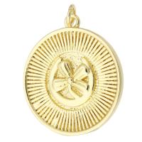 Brass Jewelry Pendants, Round, gold color plated, fashion jewelry & DIY & for woman, red, 23.50x27x2.50mm, Hole:Approx 2mm, 10PCs/Lot, Sold By Lot