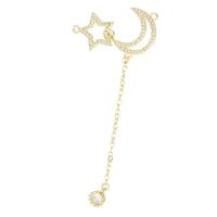 Cubic Zirconia Micro Pave Brass Pendant, Moon and Star, gold color plated, fashion jewelry & DIY & micro pave cubic zirconia & for woman & double-hole, golden, 77mm, Hole:Approx 1.5mm, 10PCs/Lot, Sold By Lot
