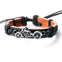 Leather Cord Bracelet with Linen & Zinc Alloy Adjustable & fashion jewelry & Unisex Length Approx 17-30 cm Sold By PC