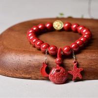 Fashion Cinnabar Bracelet, with Tibetan Style, gold color plated, folk style & for woman, red, 8mm, Length:Approx 18 cm, Sold By PC