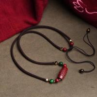 Cinnabar Necklace barrel folk style & for woman red Length Approx 38 cm Sold By PC