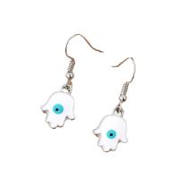 Tibetan Style Drop Earrings, Evil Eye, silver color plated, for woman & enamel, more colors for choice, nickel, lead & cadmium free, 15mm, Sold By Pair