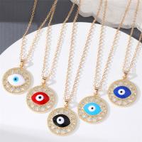 Evil Eye Jewelry Necklace, Tibetan Style, gold color plated, enamel & with rhinestone, more colors for choice, nickel, lead & cadmium free, Length:14.96 Inch, Sold By PC