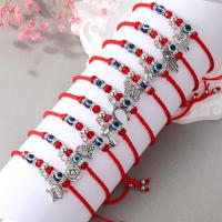 Crystal Bracelets Polyester Cord with Crystal & Resin & Zinc Alloy silver color plated adjustable & with rhinestone Length 7.5 Inch Sold By PC