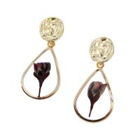 Tibetan Style Drop Earrings, with Dried Flower, gold color plated, different styles for choice & for woman, nickel, lead & cadmium free, 20mm, Sold By Pair