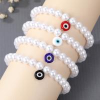 ABS Plastic Pearl Bracelet, with Resin, Evil Eye, different styles for choice & for woman, more colors for choice, Length:7.5 Inch, Sold By PC