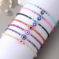 Seedbead Bracelet, with Resin & Tibetan Style, Evil Eye, plated, different styles for choice & for woman & enamel, more colors for choice, Length:7.5 Inch, Sold By PC